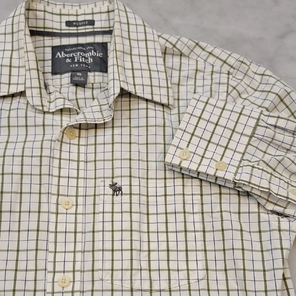 Abercrombie & Fitch Plaid Sz Sm ButtonUp Green Blue‎ Longsleeve Shirt